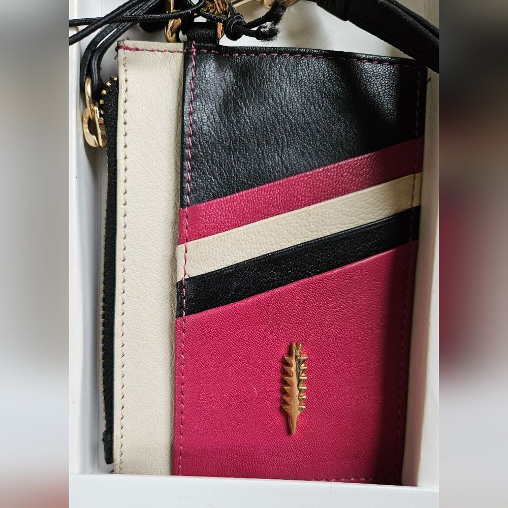 Thacker Amber Leather Wristlet Wallet Raspberry Color - Picture 3 of 8